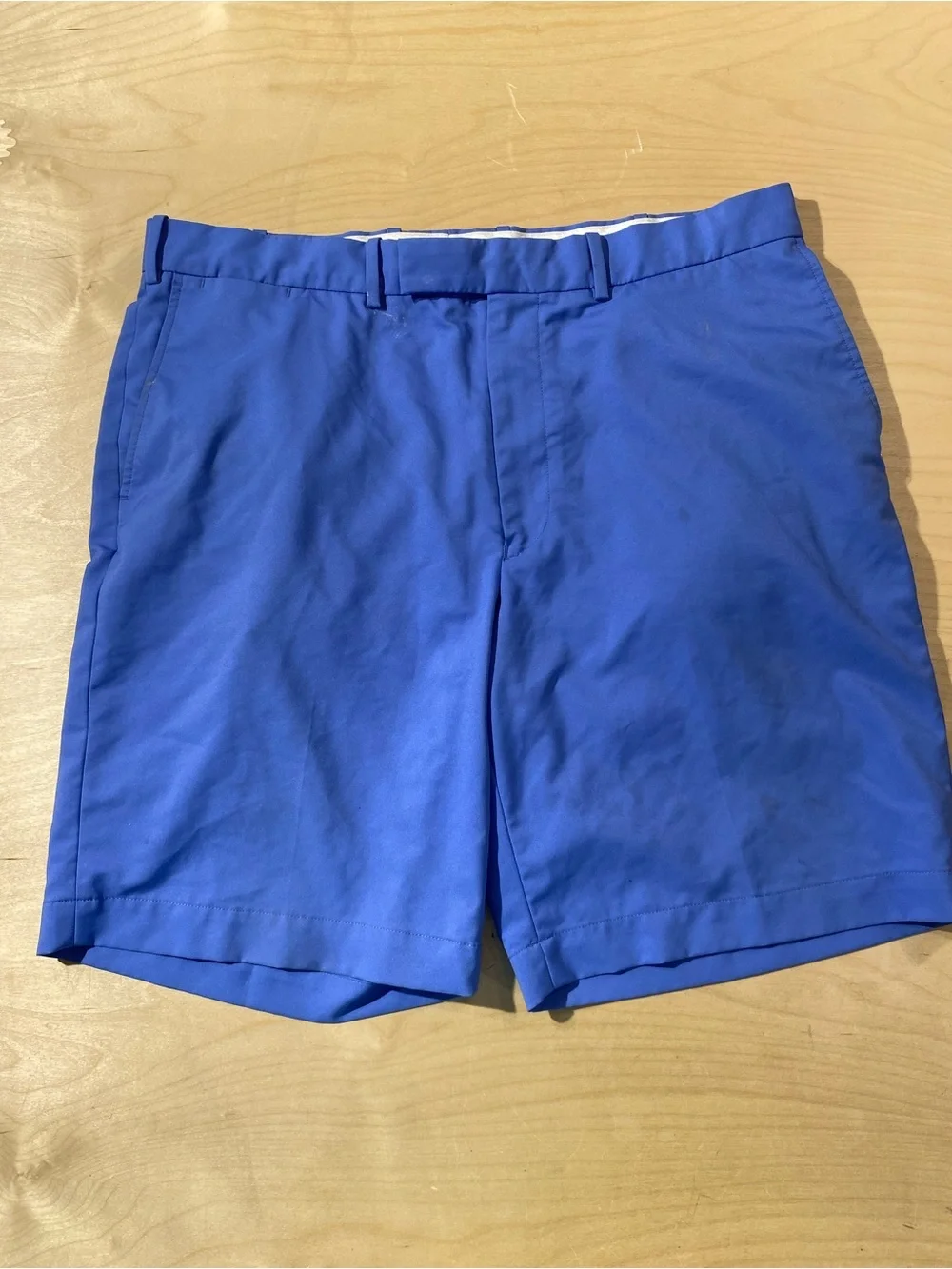 Ralph Lauren Royal Blue Flat-Front Cotton Shorts 38 (RS)
